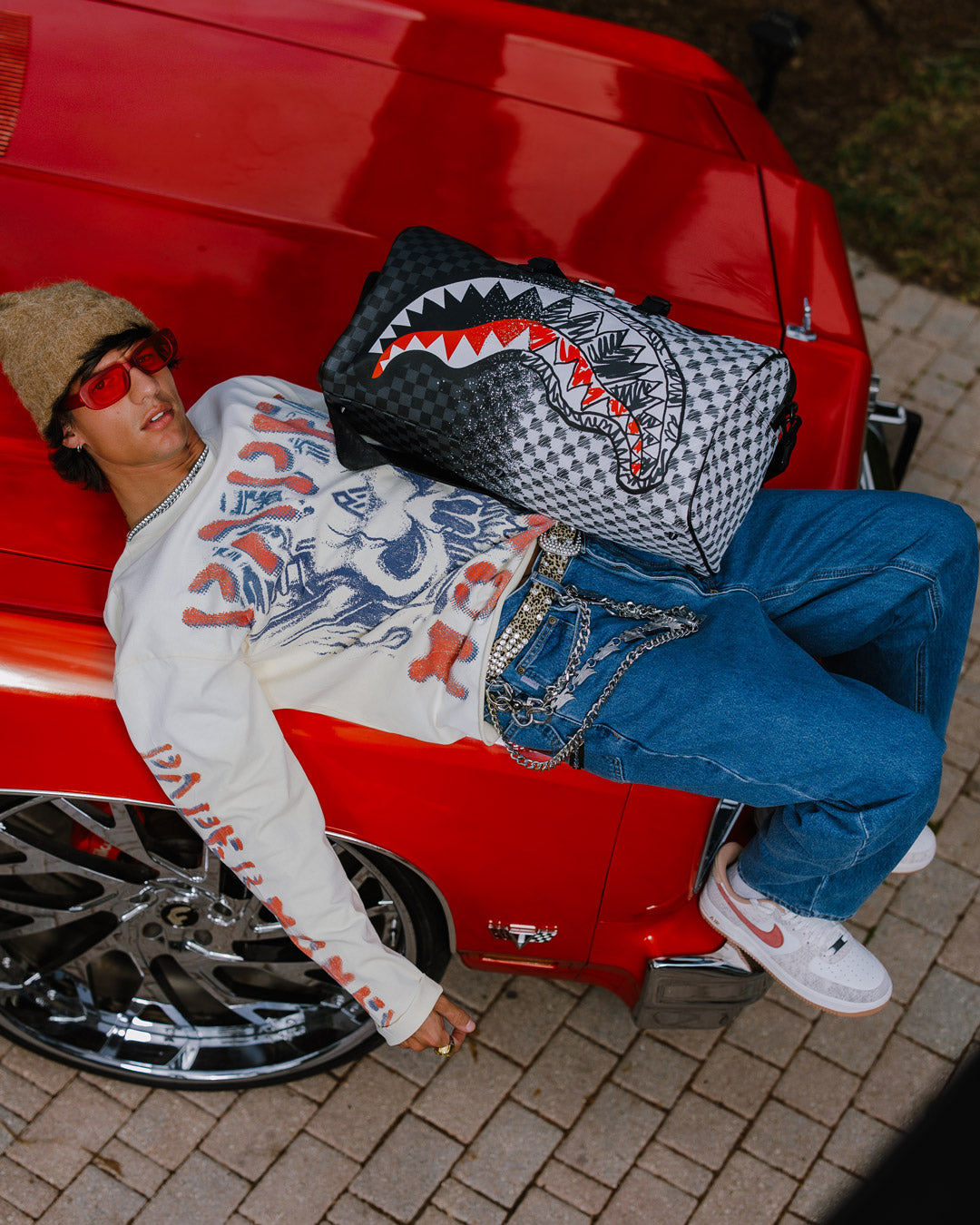 SCRIBBLE DRIBBLE CHECK DUFFLE