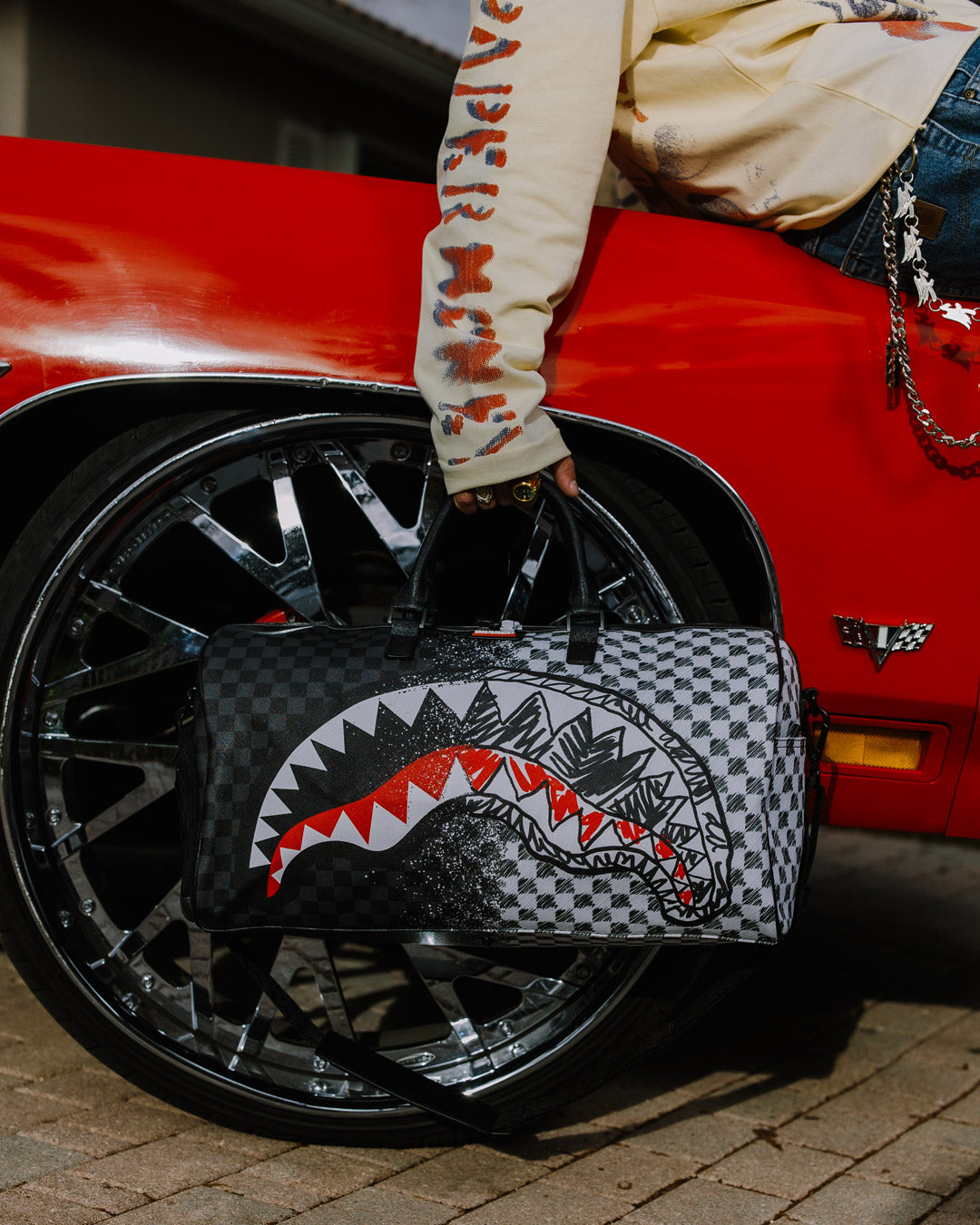 SCRIBBLE DRIBBLE CHECK DUFFLE