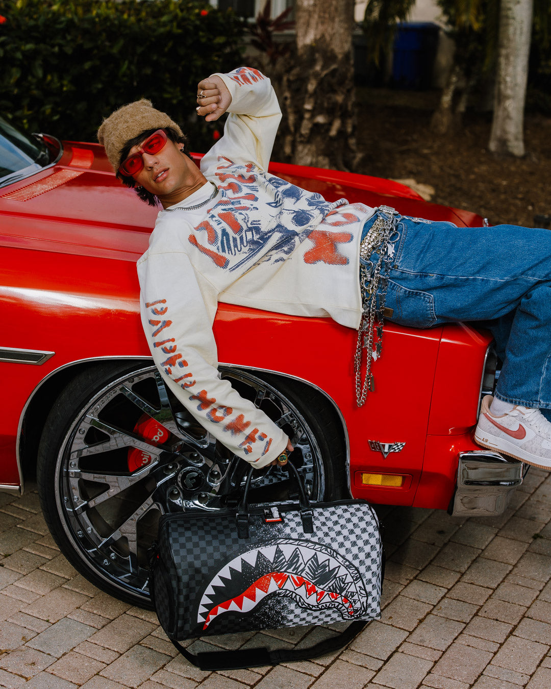 SCRIBBLE DRIBBLE CHECK DUFFLE